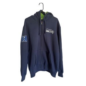 NFL Mens Blue Seattle Seahawks Fleece Sherpa Lined Full Zip Hoodie Size XL